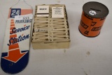 Fram oil filter bank, Mobil matchbooks, 24 hour