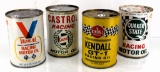 (4) 1 qt Oil racing cans- Valvoline, Castrol,