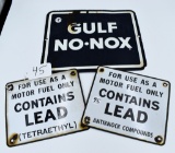(3) Gas pump signs- (2) Contains Lead,