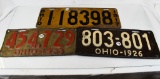 (3) Ohio license plates- 1917, 1923, 1926