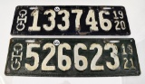 (2) Ohio license plates- 1920 & 1921