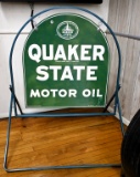 Quaker State motor oil tombstone curb sign w/frame