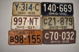 (6) Ohio license plates- 1930, 1931, 1932, 1933