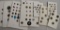 8 Cards glass in metal, silk head, celluloid &