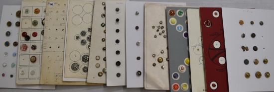 12 Cards plastic, animals, glass in metal, shells