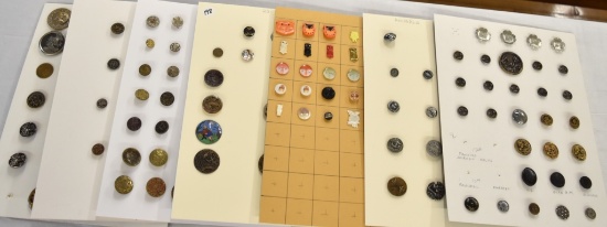 7 Cards metal, vintage metal picture buttons, owls