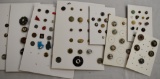 8 Cards glass in metal, silk head, celluloid &