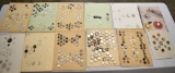 12 Cards Pearl shell buttons & pearl shell pins