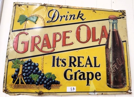 Choice of 2 Grape Ola tack signs, 27 1/2" x 19"