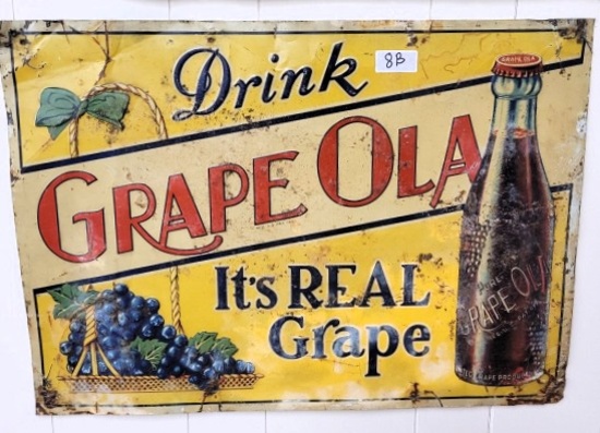 Choice of 2 Grape Ola tack signs, 27 1/2"x 19"