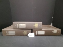3 Brown Metal File Drawers