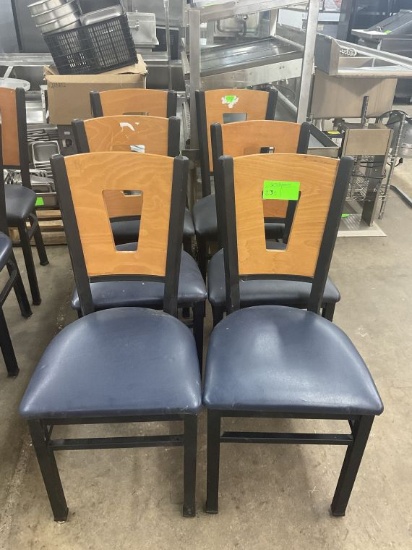 (6) Count Dining Chairs with Blue Cushions