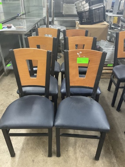 (6) Count Dining Chairs with Blue Cushions