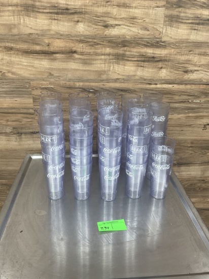 (7) Count Dozen Plastic Coca Cola Cups