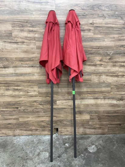 (2) Count Red Outdoor Umbrellas