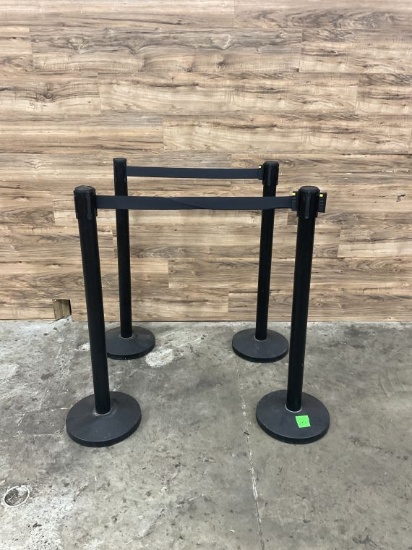 (4) Count Rectratcable Belt Barrier Stanchions