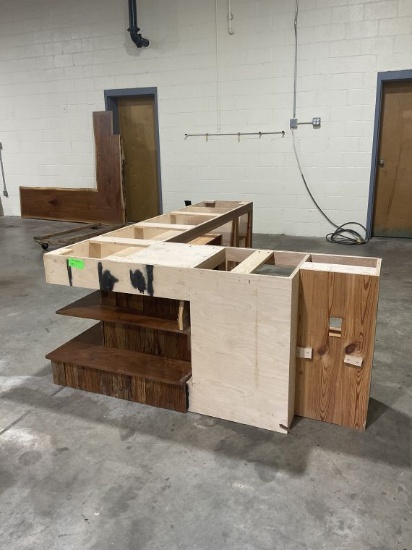 L-Shaped Wooden Top Cash Register Workstation
