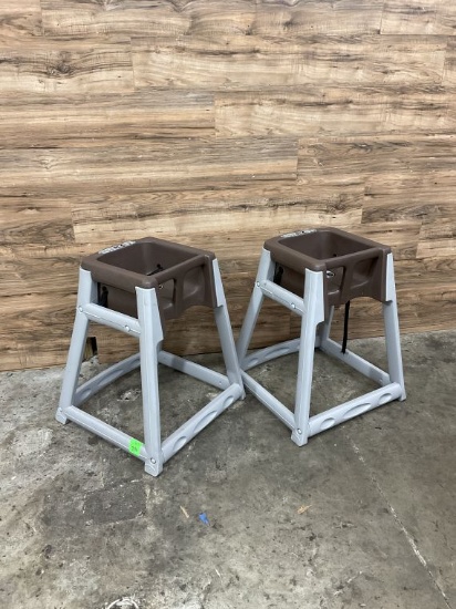 (2) Count Brown-Grey Plastic High Chairs