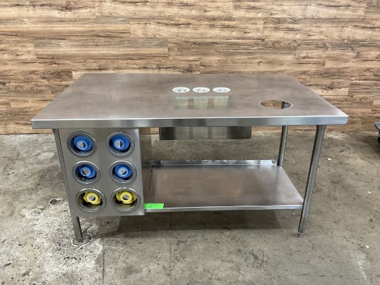 Stainless Steel Serving Counter with Cup Dispensers
