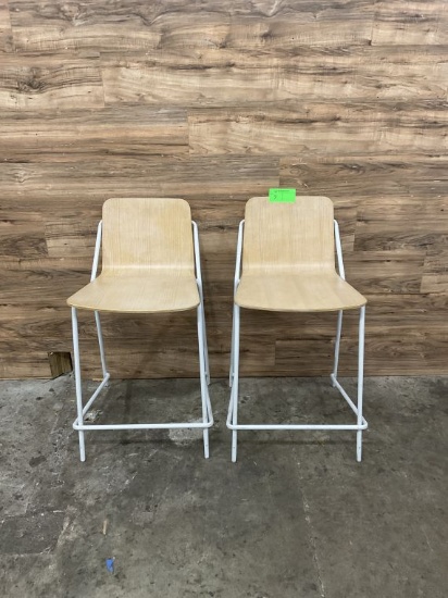 (2) Count Wooden Barstools