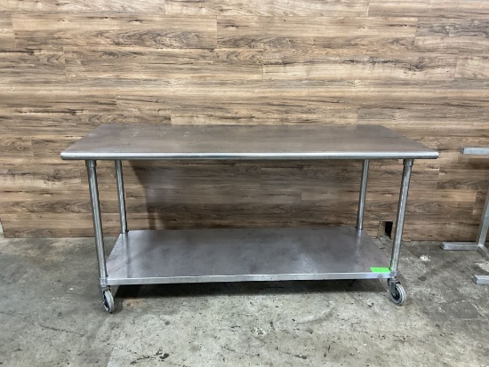 Stainless Steel Table with Undershelf & Casters