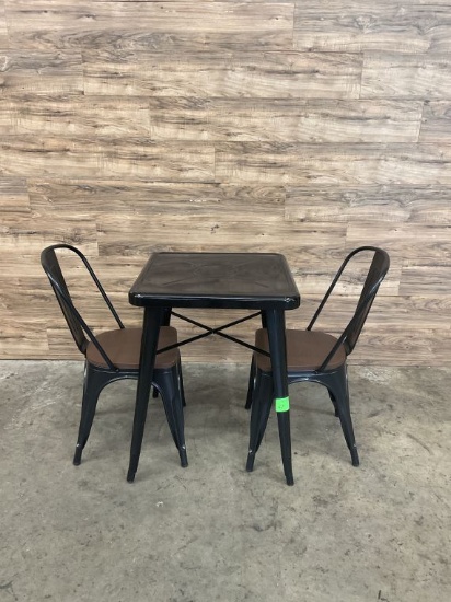 Dining Set of Table & 2 Slat Back Chairs