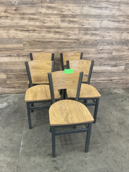 (5) Count Wooden Chairs with Metal Frame