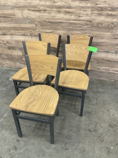(5) Count Wooden Chairs with Metal Frame