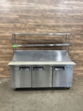 Avantco 3-Door Prep Table with Double Overshelf
