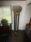 Grand Neoclassical Torchiere Floor Lamp – Gilded Corinthian Columns with Fluted Glass Shade