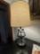 Modern Glass & Metal Framed Table Lamp with Linen Shade