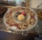 Antique Gilded Art Glass Plate with Three Embellished Orbs