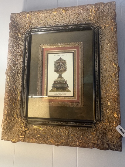 Matched Pair of Neoclassical Urn Engravings in Monumental Baroque Frames