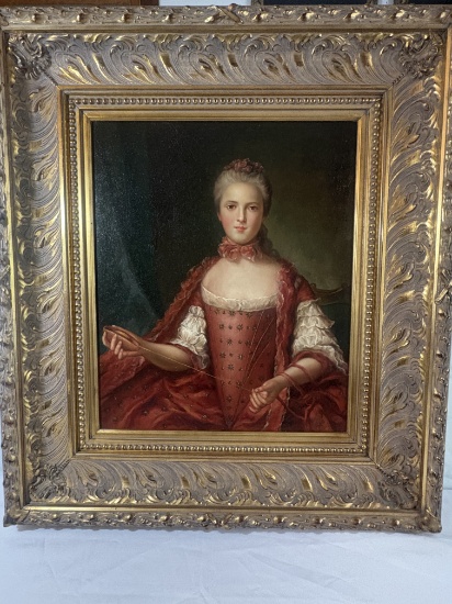 Portrait of a Lady in the Style of Jean-Marc Nattier, Oil on Canvas