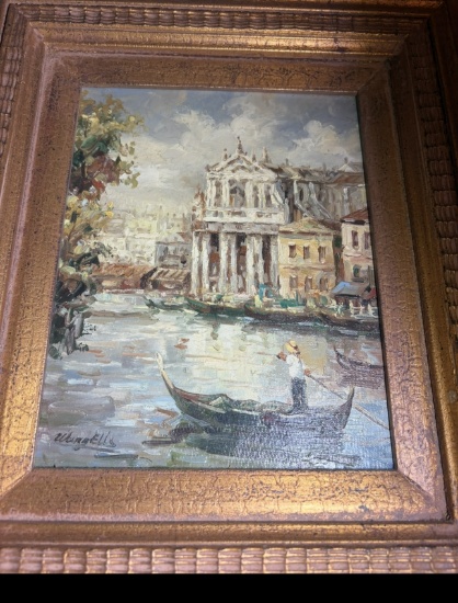 "Venetian Reflections" by Wanetellis – Mid-20th Century Oil on Canvas