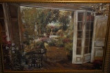Garden Through the French Doors, Impressionist Oil on Canvas