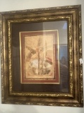 Framed Tropical Botanical Print with Gold Filigree Frame