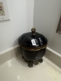 Ornate Black Porcelain Trinket Box with Gilt Bronze Ormolu Mounts