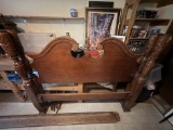 Hand-Carved Empire Revival Bed Frame with Ornate Post Detail