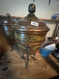 Hand-Painted Decorative Covered Urn on Tripod Stand – Neoclassical Revival