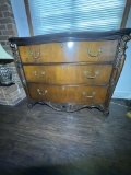 Elegant French Provincial Bombe Chest – Hand-Carved Rococo Revival, Circa Mid-20th Century