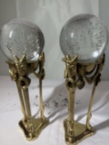 Crystal Orb with Ornate Gilt Bronze Tripod Stand (2)