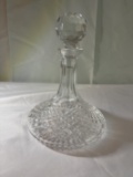 Fine Vintage Cut Crystal Wine Decanter with Brilliant Faceted Stopper