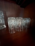 Set of ten Vintage Pressed Glass Tumblers with Diamond-Fan Motif