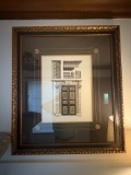Framed Neoclassical Architectural Plate with Doorway and Classical Motifs
