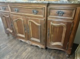 French Provincial Marble-Top Buffet Sideboard