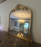Monumental Rococo Revival Giltwood Wall Mirror – Shell Cartouche Crest, Late 20th Century