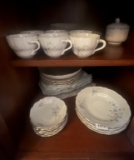 Elegant Vintage Fine China Dinner Service – Blue Floral on White with Gold Trim