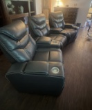Triple Power Reclining Home Theater Seating with Cupholders & Storage