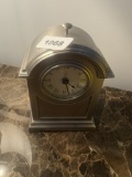 Brushed Pewter-Finish Mantle or Desk Clock with Roman Numeral Dial